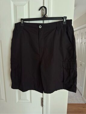 High Surf Men's Cargo Shorts 34/36 Black 100% Cotton Elastic Waist Pockets NWT